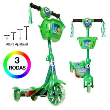 Imagem de Brinquedo Patinete Infantil 3 Rodas Verde com Som E Cestinha - Zein