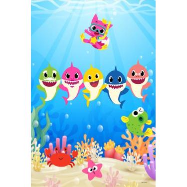 Imagem de Painel Festa Retangular Para Casado 1,5x2,2m Baby Shark 2 - Fantasia B