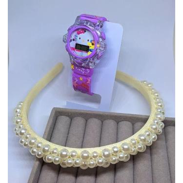 Imagem de Kit Relógio Infantil Meninas Digital Led Pisca Luz Led Toca Musica Pri