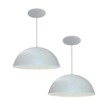 Imagem de Kit 2 Luminária Pendente Meia Lua 40cm Interior Branco Brilho Fiação 1