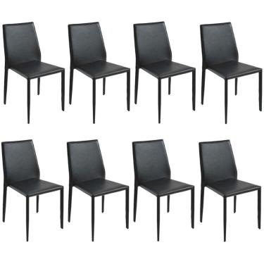 Imagem de Kit com 8 Cadeiras de Jantar Amanda Pvc Preto
