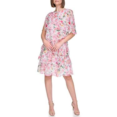 Imagem de Jessica Howard Vestido feminino de festa mini floral de chiffon, rosa, 42