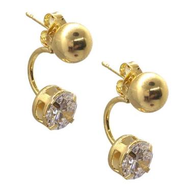Imagem de Brinco Folheado a Ouro Bola e Zircônia Grace Kelly 8mm - Butique da Be