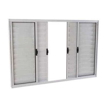 Imagem de Janela Veneziana em Aço 100 x 120 x 14 cm 6 Folhas Branco Prática MMac