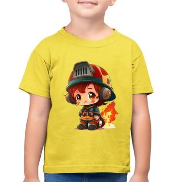 Imagem de Camiseta Algodão Infantil Bombeiro Mirim - Foca na Moda, Amarelo canár