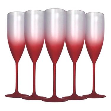 Imagem de 5 Taças Champanhe Acrílico Degrade 160ml Natal Festas Drink - M&CA PLA