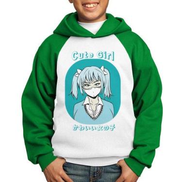 Imagem de Moletom Infantil Cute Girl - Foca na Moda, Branco, Verde, 12