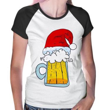 Imagem de Baby Look Raglan Merry Beer - Foca na Moda, Branco, Preto, GGG