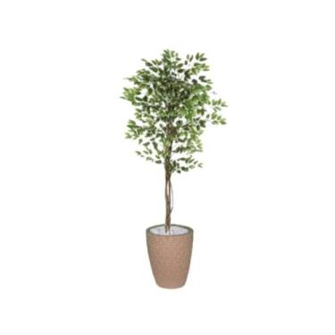 Imagem de Planta Artificial Ficus Verde Creme 1,5 kit + Vaso E. Bege 30 cm - FLO