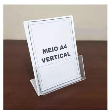 Imagem de Display Porta Folder 1/2 (meio) A4 Acrílico Transparente Papel 2pcs - 