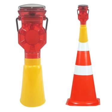 Imagem de Sinalizador Solar Viário para Cone Sinalização Automático Obra Luz Sol