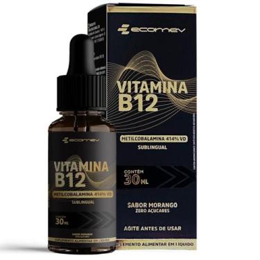 Imagem de Vitamina B12 Metilcobalamina Em Gotas 414%vd Sabor Morango Vegana 30ml