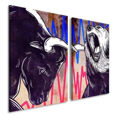 Imagem de Quadro Mercado Financeiro Touro e Urso Wall Street A batalha - IQ Quad