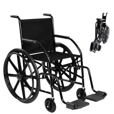 Imagem de Cadeira De Rodas Cds 90kg Preta Dobrável Pneus Anti Furo - Rocket Orto