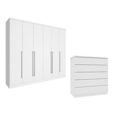 Imagem de Guarda-Roupa 6 Portas Portugal E Cômoda 5 Gavetas Florença Espresso Móveis Branco/Neve