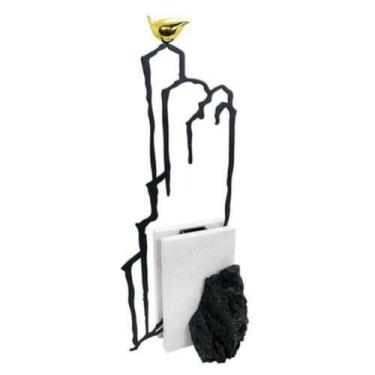Imagem de Escultura Abstrato Maior Luxo  Marmore Metal dourado - LUXdécor