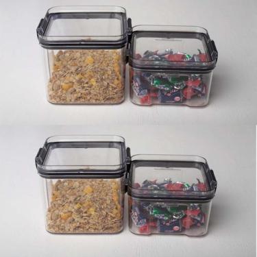 Imagem de Conjunto 4 Potes Hermético Acrílico Quadrado Transparente ISG - Isanog