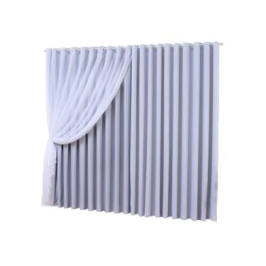 Imagem de Cortina Em Tecido Blackout Com Voil/voal Marrocos 7 Metros Para Quarto