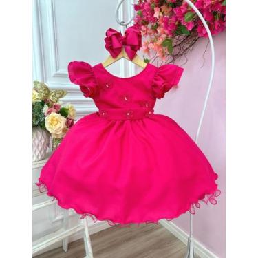 Imagem de Vestido Infantil Pink Com Apliques de Borboletas e Flores - BANANA CLU
