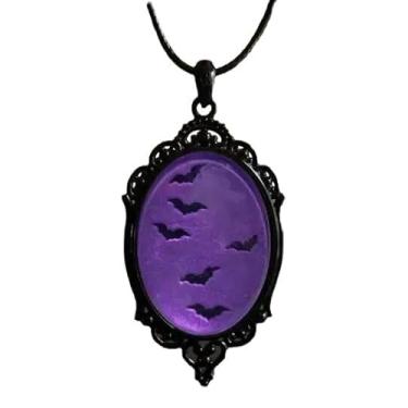 Imagem de INENIMARTJ Colar gótico camafeu vermelho sangue roxo Stardust colar com pingente de cristal gótico vintage colar de lágrima joia de Halloween para mulheres, Zinco, Sem Pedra Preciosa