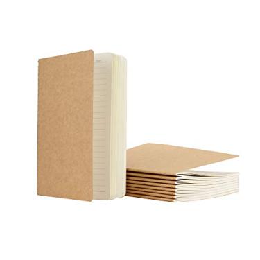 Imagem de DOIS pacotes com 9 Kraft Brown Soft Cover Notebook Journals A5 Size - 5,5" x 8,25" - pautado 60 páginas/30 folhas - para uso como diário, caderno de esboços, composição