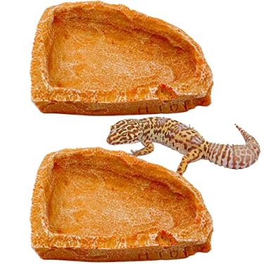 Imagem de Prato de alimentação de répteis tigela de comida, 2 peças de alimentador de répteis tigelas de comida para lagartixa leopardo dragão barbudo lagarto sapo tartaruga caranguejo eremita (tigelas de canto)