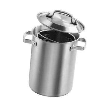 Imagem de Bothyi Panela de aço inoxidável com alça, ferramenta de cozinha com filtro, cesta, frigideira, fritadeira de óleo profunda para hotel doméstico