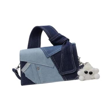 Imagem de Colaxi Bolsa jeans feminina, bolsa de ombro patchwork para noite, festa de trabalho para adolescentes, Azul