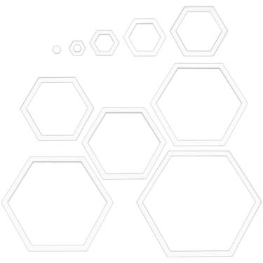 Imagem de BENECREAT Modelo hexagonal de 10 tamanhos, régua de máquina de costura intrincada de acrílico, modelo de roteador de placa de pressão transparente para artesanato de corte de retalhos manuais DIY