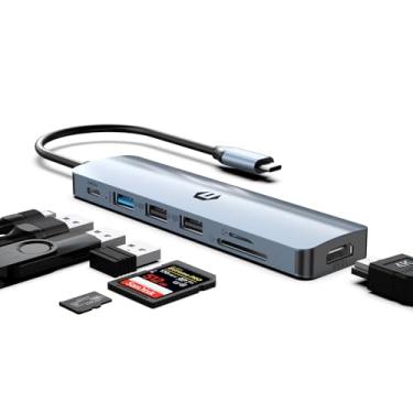 Imagem de oditton USB C HUB, estação de ancoragem USB 7 em 1, 4K HDMI, 100W PD, portas USB 3.0, 2 portas USB 2.0, leitor de cartão SD/TF, adequado para iMac, Surface, XPS, Thinkpad, Galaxy e mais