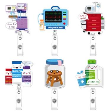 Imagem de Weekgrat 6 peças de suporte retrátil para crachá de enfermeira com clipe de identificação médica, suporte de jacaré para UTI, estudante de enfermagem, professor, médico, Rn, LPN, assistente médico,