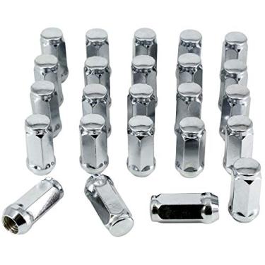 Imagem de Yokolos Porcas de Roda M14X2.0 para Ford F150 2004-2014, Conjunto de Peças de Acessórios de Roda de 24 Porcas de Roda de Uma Peça Cromadas Oem 14Mmx2.0, Compatíveis com Expedição 2003-2014, Lobo 2009-