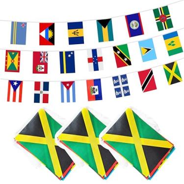 Imagem de Cordão de bandeira de 20 países do Caribe, 20 mini bandeiras internacionais de país pequeno para sala de aula, festa, lojas e bares, decorações ao ar livre, decorações internas (pacote com 3)