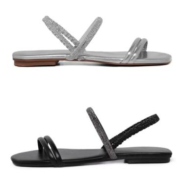 Imagem de Novo Hábito, Kit 2 Sandálias Rasteirinhas Holográficas com Tira Ajustável Cor:Prata e Preto;Tamanho:34