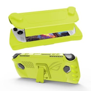 Imagem de Capa completa para ASUS Rog Ally 2023, capa protetora portátil com capa frontal destacável e suporte para Rog Ally, amarela