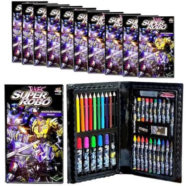Imagem de 10 Estojos de Colorir Robôs 48pçs Atacado Lembrança Festa - Toy King