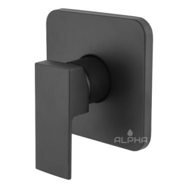 Imagem de Misturador Monocomando P/ Chuveiro Acabamento Quadrado Preto - Alpha H
