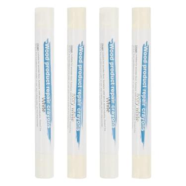 Imagem de PATIKIL Giz de cera para reparo de móveis, 4 peças de bastões de enchimento de madeira de cera de madeira para arranhões Mesas de furos de piso de madeira, muito branco