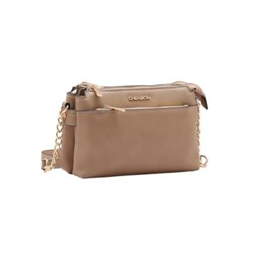 Imagem de Chenson, Bolsa Feminina Chenson Transversal Carteira de Lado Original Cor:Natural