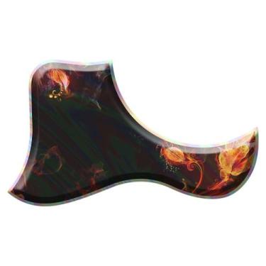 Imagem de Escudo Violão Resinado Relevo Holografico Flores De Fogo EVH025 - Resi