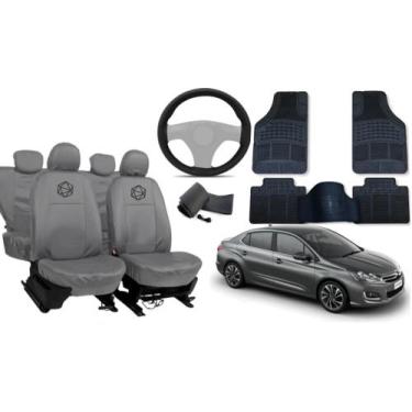 Imagem de Conjunto capa couro cinza C4 2013 a 2019 + volante esportivo - ferro t