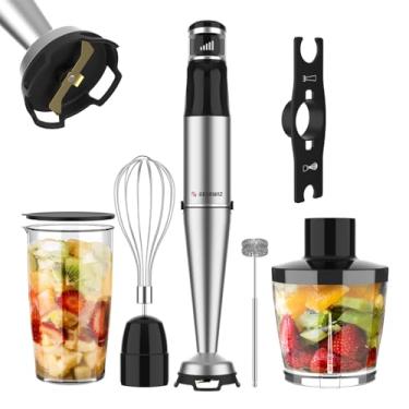 Imagem de Gearwiz Liquidificador de Imersão Portátil com Fio 1100W, 5 Velocidades, Aço Inoxidável, Múltiplas Funções: Liquidificar, Misturar Sopa, Fazer Vitaminas e Comida de Bebê