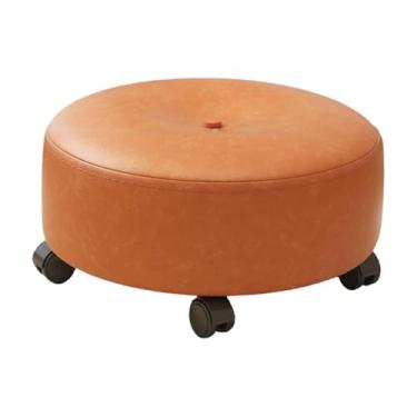 Imagem de DimyFew a apoio de pé de baixa altura, apoio de pé moderno, descanso de pé com rodas de giro grosso universal para escritório de pedicure de salão de, Laranja