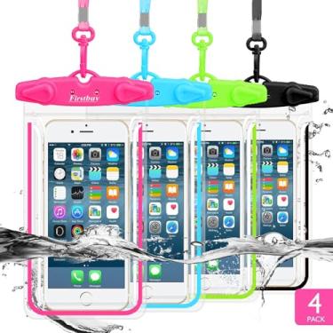 Imagem de Bolsa de telefone universal à prova d'água, pacote com 4, capa seca com alça de pescoço, ornamento luminoso para jogos aquáticos, proteja iPhone 16 15 14 13 Pro Max Plus Galaxy S24 S23 Google Note de