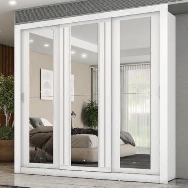 Imagem de Guarda Roupa Casal 3 Portas Doha Prime Carraro Ripado Branco