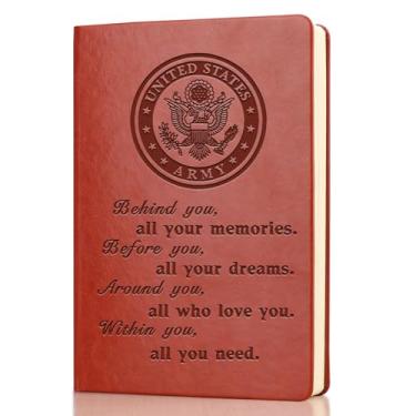 Imagem de WHLBHG Army Gift Army Leather Notebook Behind You All Your Memories Positive Gift Military Deployment Gifts Army Graduation Gift Inspirational Gifts for Soldier(Behind-Army)