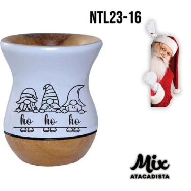 Imagem de Cuia de Madeira Premium Branca Personalizada Natal - Mix Atacadista, P