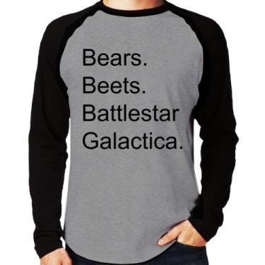 Imagem de Camiseta Raglan Bears. Beets. Battlestar Galactica. Manga Longa - Foca