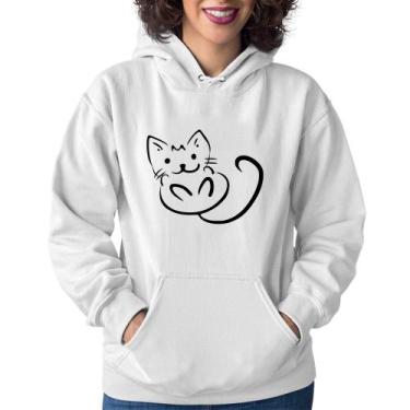 Imagem de Moletom Feminino Gatinho Traços - Foca na Moda, Branco, GG