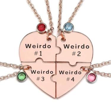 Imagem de LIU JUN Colar Bff para 3, Weirdo 1 Weirdo 2 Weirdo 3 Colar Coração Aço Inoxidável Cristal Amizade Colares Para Melhores Amigas Irmãs Forever Joias Presentes, Large, Aço inoxidável, Zircônia cúbica
